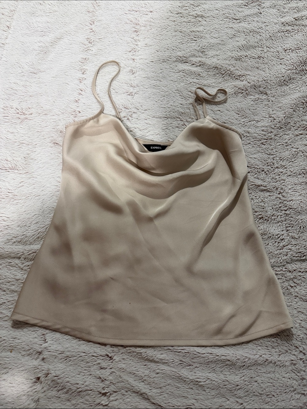 Express Cream Satin Cowl Neck Camisole